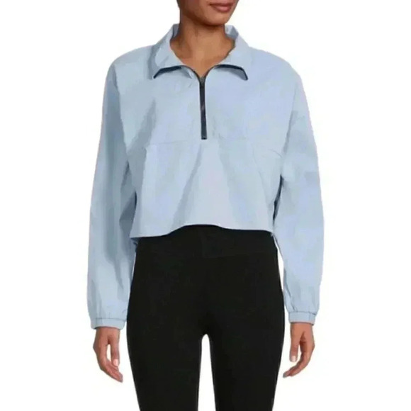 WeWoreWhat Cropped Nylon Mock Neck 1/4 Zip Pullover - Picture 2 of 6
